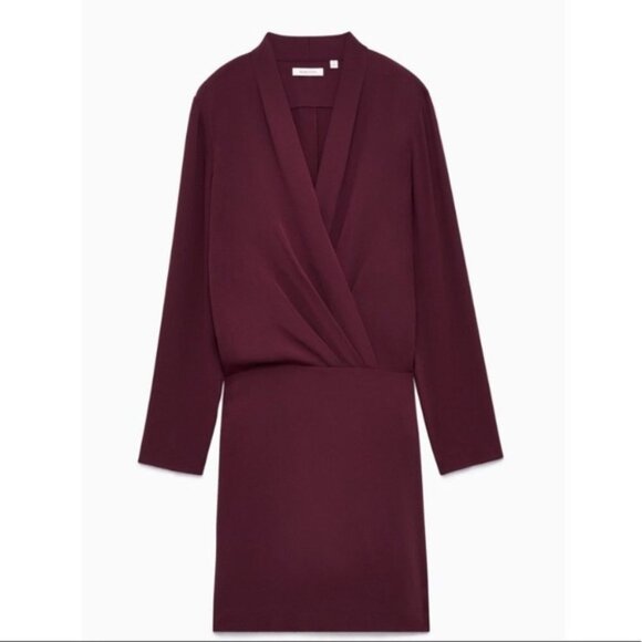 Aritzia Babaton Gershwin Wrap Dress Dark Purple Maroon Size 4 - Picture 3 of 8